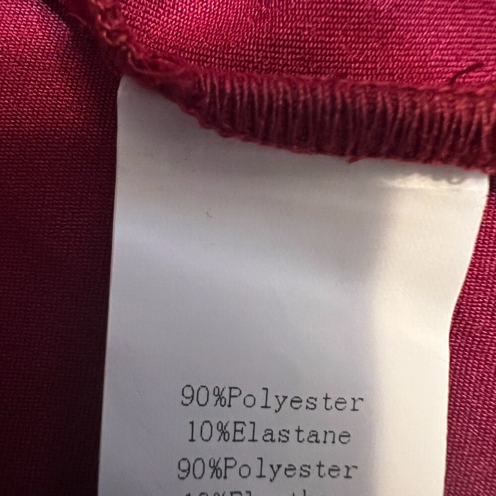 Belle Poque Burgundy Satin Cowl Neck Blouse Women L Tie Back Long Sleeve Office - Picture 4 of 9